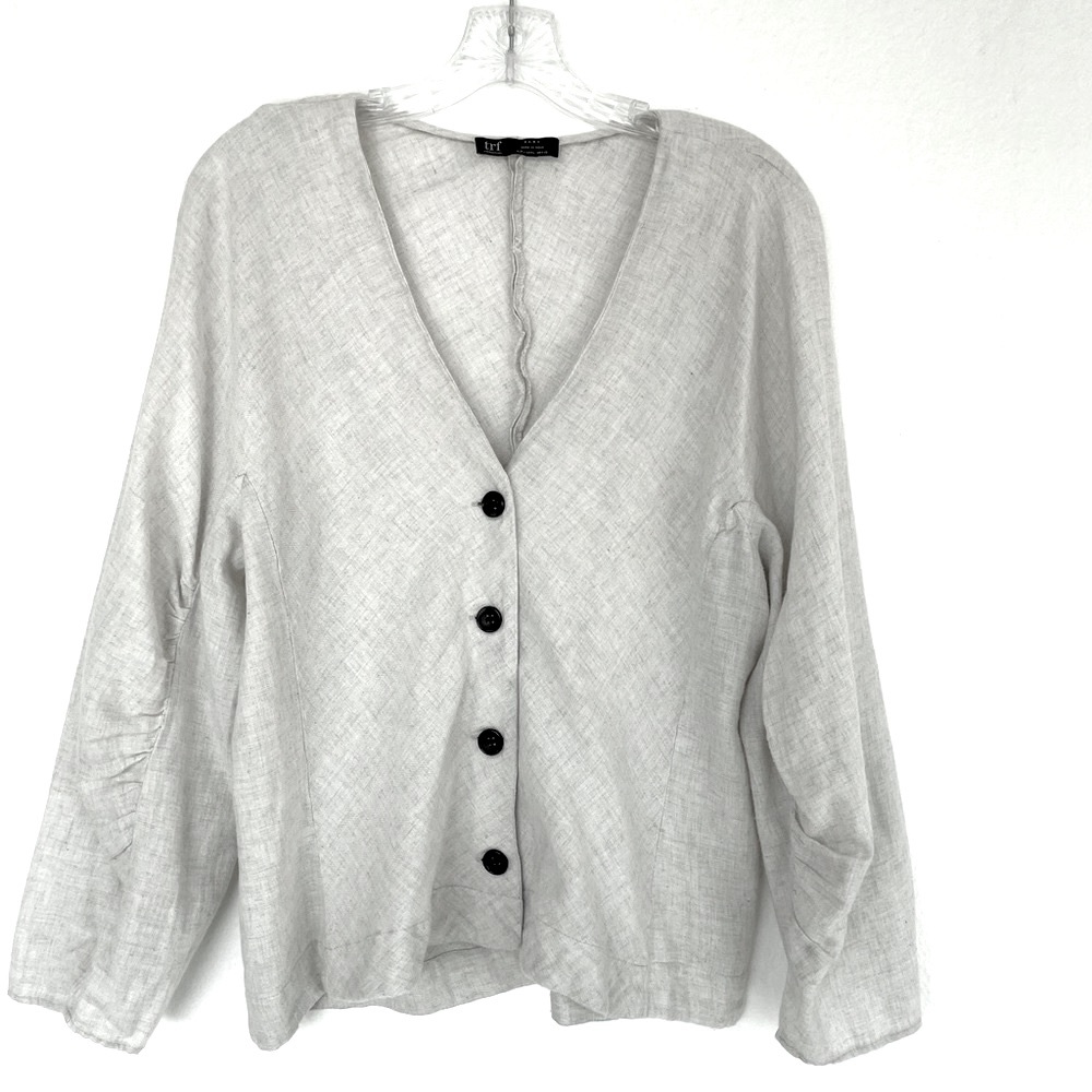 Zara cotton blouse with tortoise shell buttons